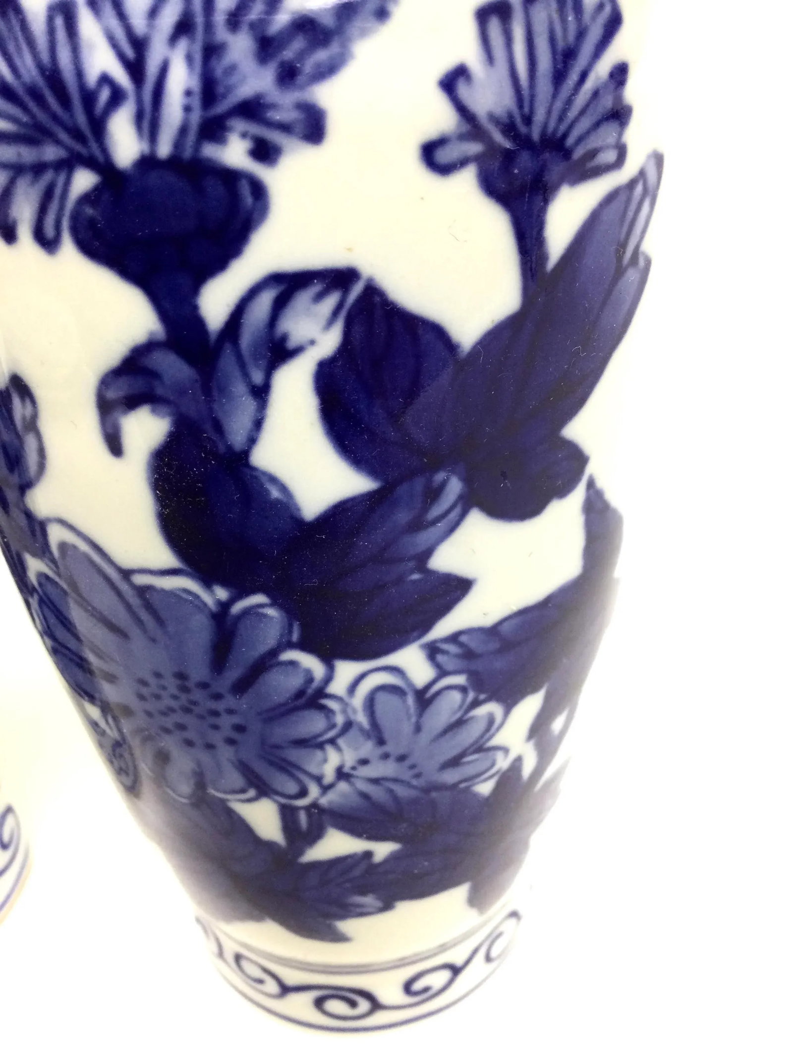 Vintage Cobalt Blue Chinese Half Vase Wall Scones - 11