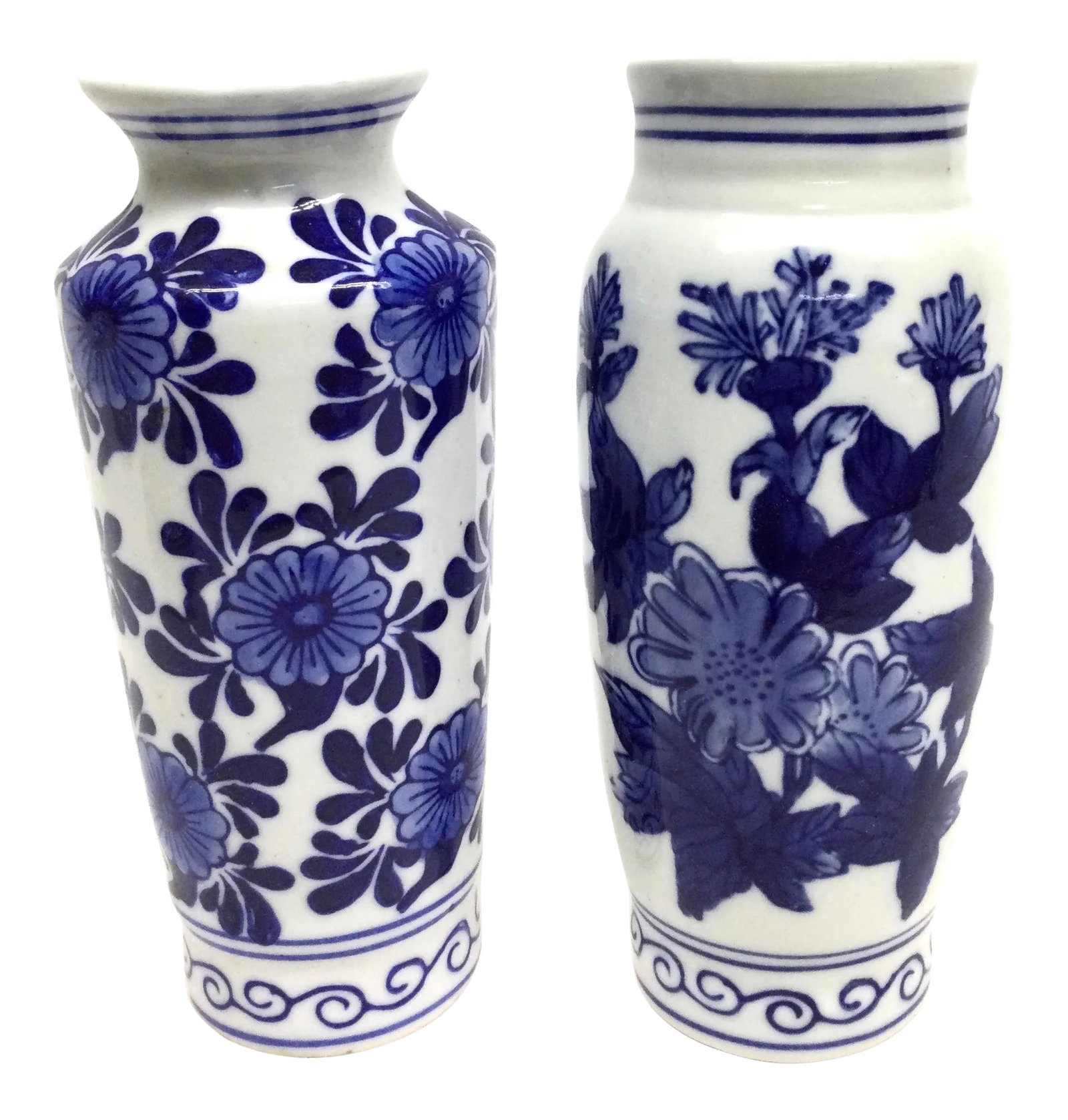 Vintage Cobalt Blue Chinese Half Vase Wall Scones: We love these half vases. A big splash of popular Cobalt Blue with white background. These are from the 60s so hand painted. In perfect condition and ready to display your beautiful plants or flowers.