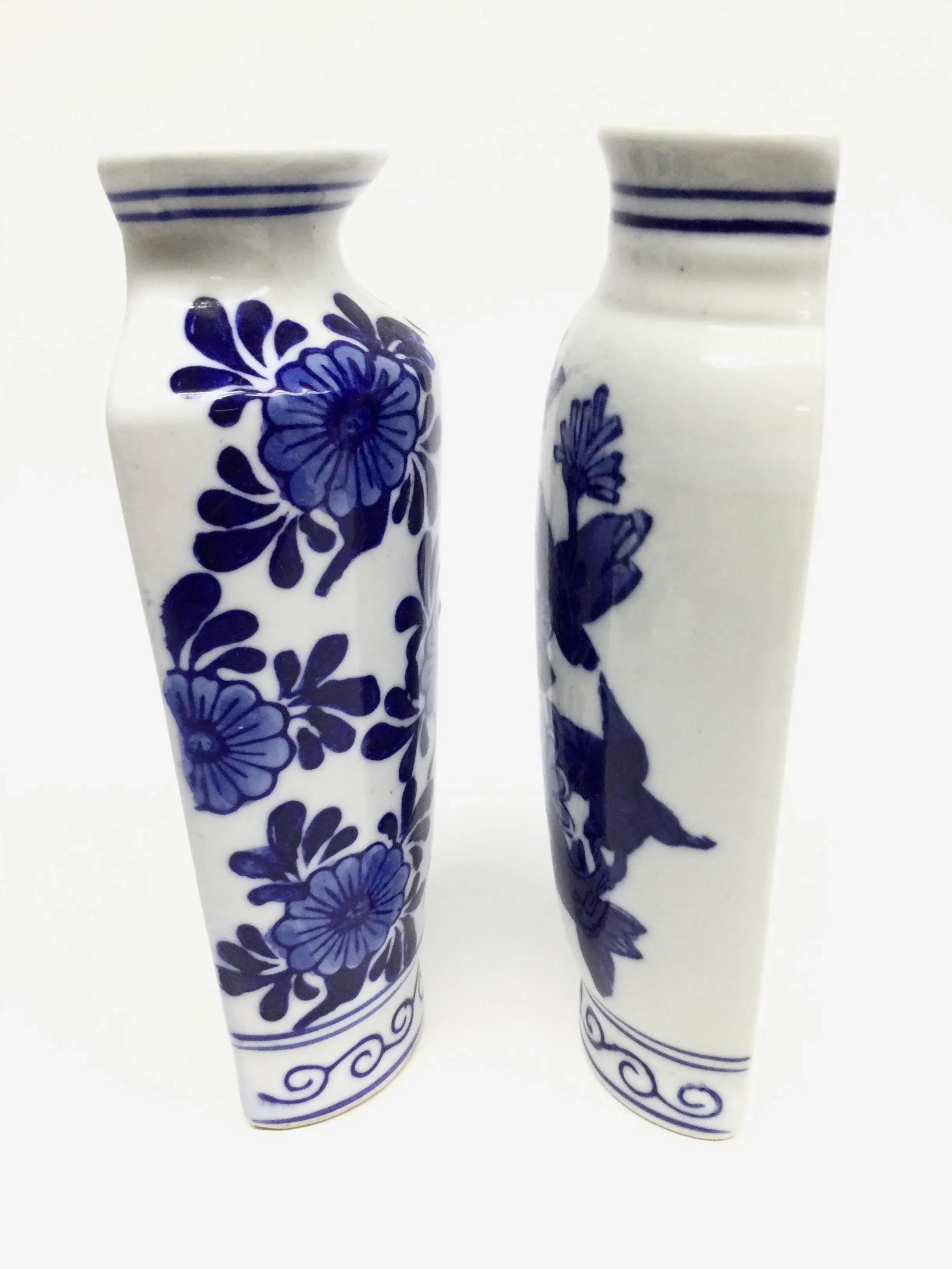 Vintage Cobalt Blue Chinese Half Vase Wall Scones - 3