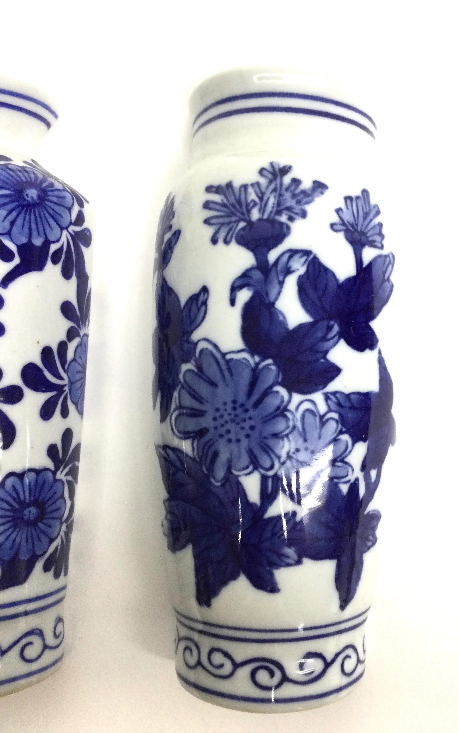 Vintage Cobalt Blue Chinese Half Vase Wall Scones - 7