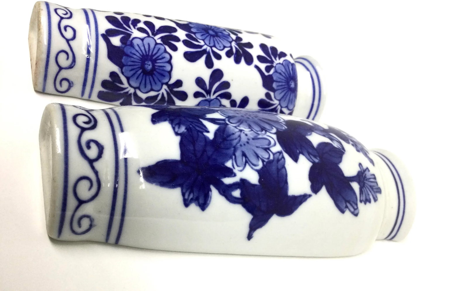 Vintage Cobalt Blue Chinese Half Vase Wall Scones - 8