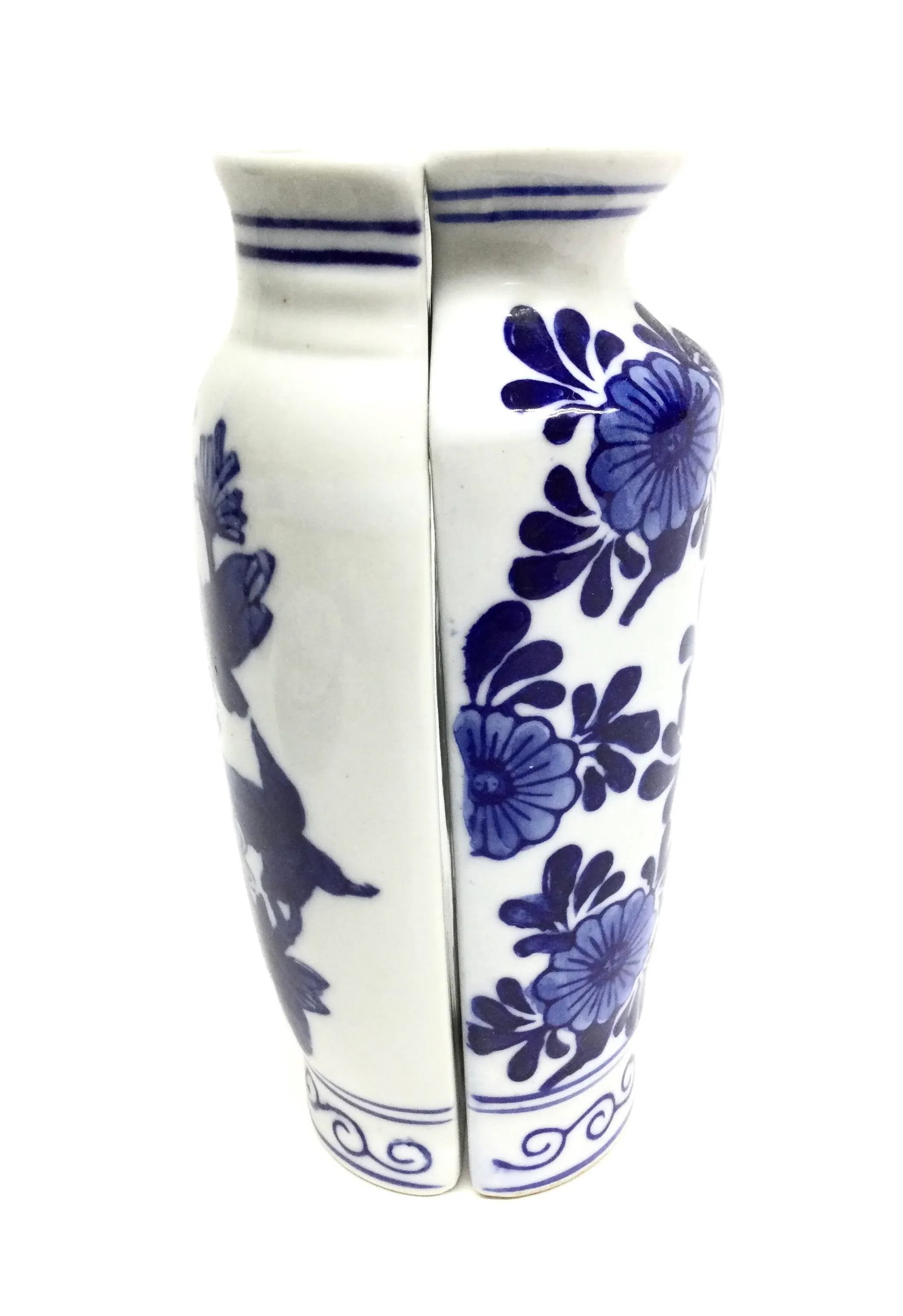 Vintage Cobalt Blue Chinese Half Vase Wall Scones - 9