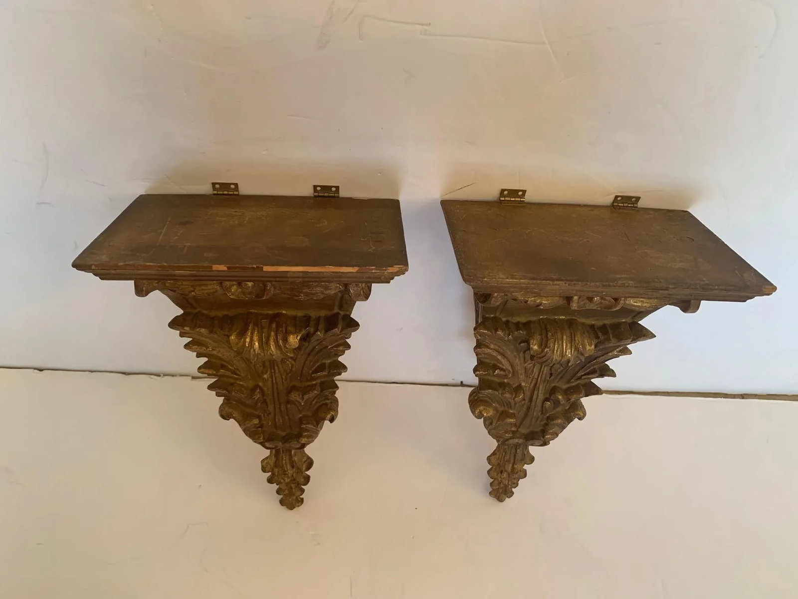 Antique Carved and Gilded French Wall Brackets - 2
