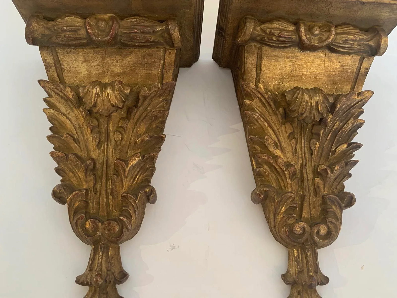 Antique Carved and Gilded French Wall Brackets - 4