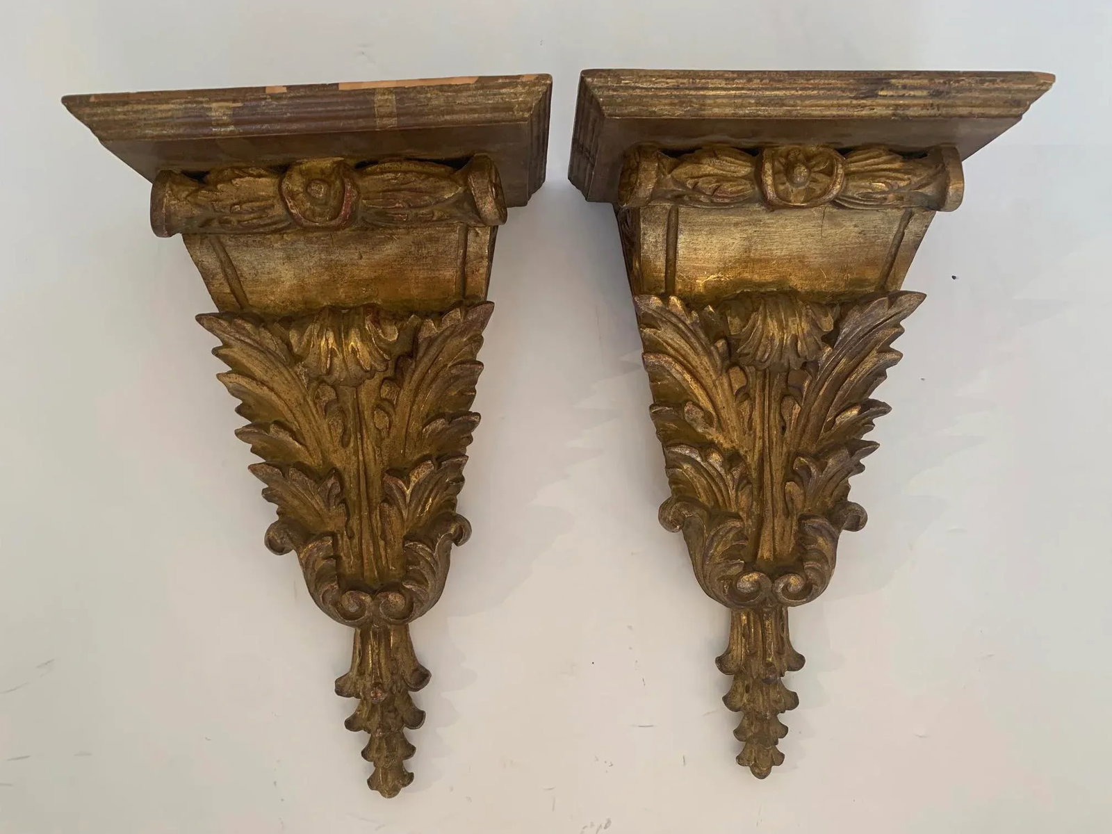 Antique Carved and Gilded French Wall Brackets - 9