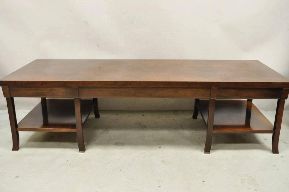 Late 20th Century Bill Sofield for Baker 66" Long Modern One Drawer Mahogany Coffee Table - 10