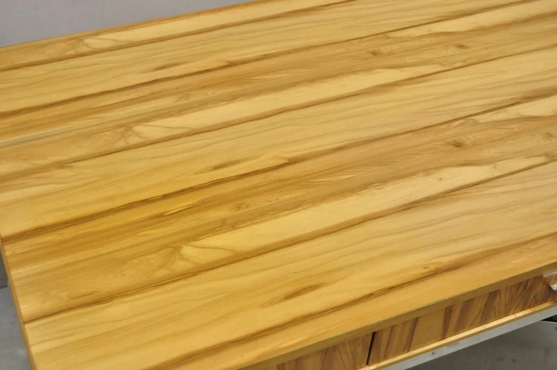 Century Furniture Modern Chrome and Zebra Wood Metal Base Desk Table 849-761 - 5