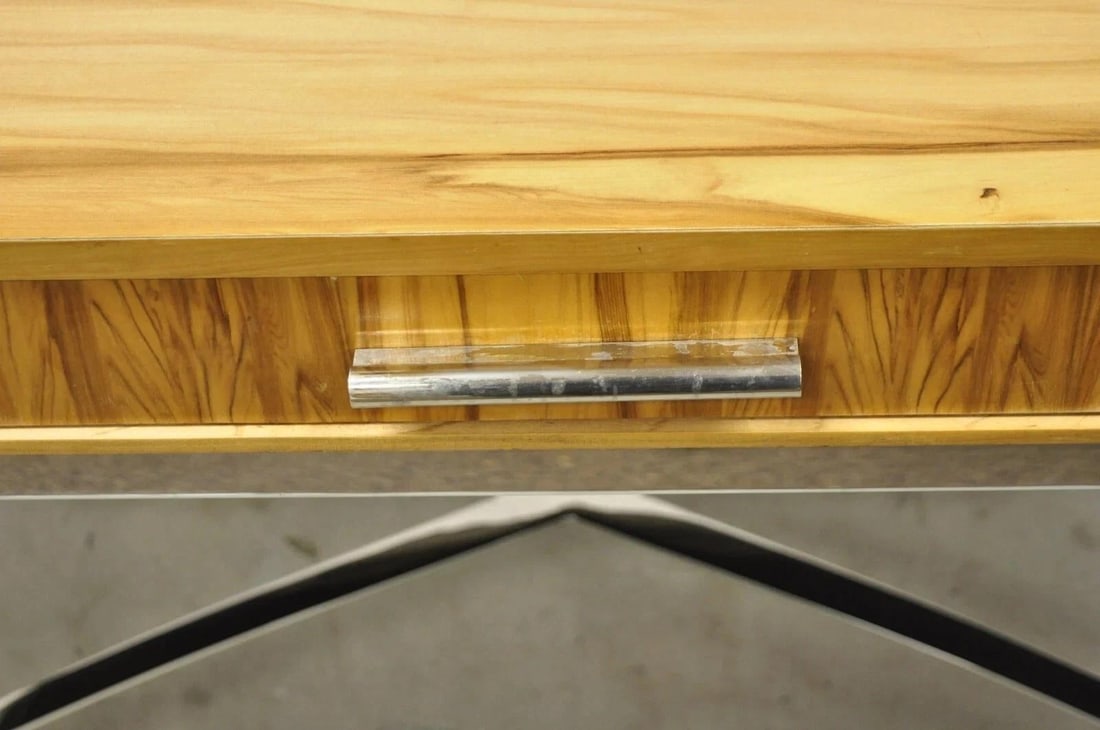 Century Furniture Modern Chrome and Zebra Wood Metal Base Desk Table 849-761 - 7