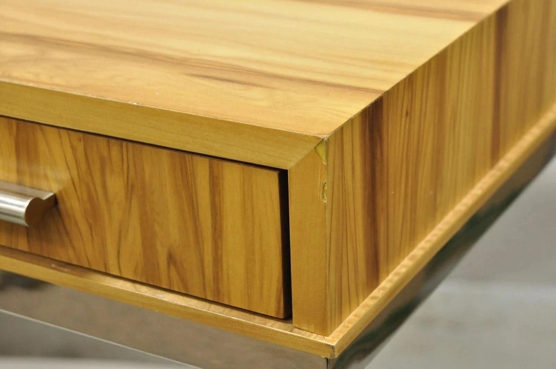 Century Furniture Modern Chrome and Zebra Wood Metal Base Desk Table 849-761 - 8