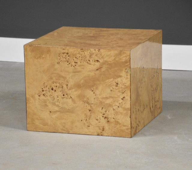 1960s Burl Cube End Table by Milo Baughman - 2