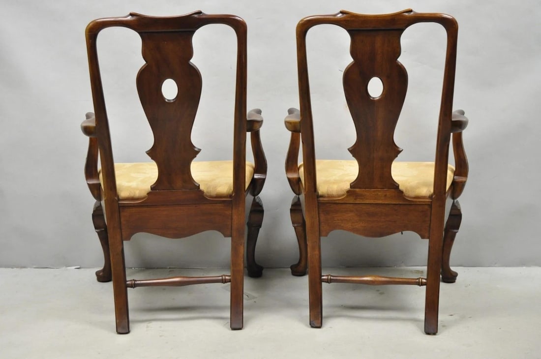Late 20th Century Henredon Aston Court Chinoiserie Georgian Mahogany Dining Arm Chairs - A Pair - 15