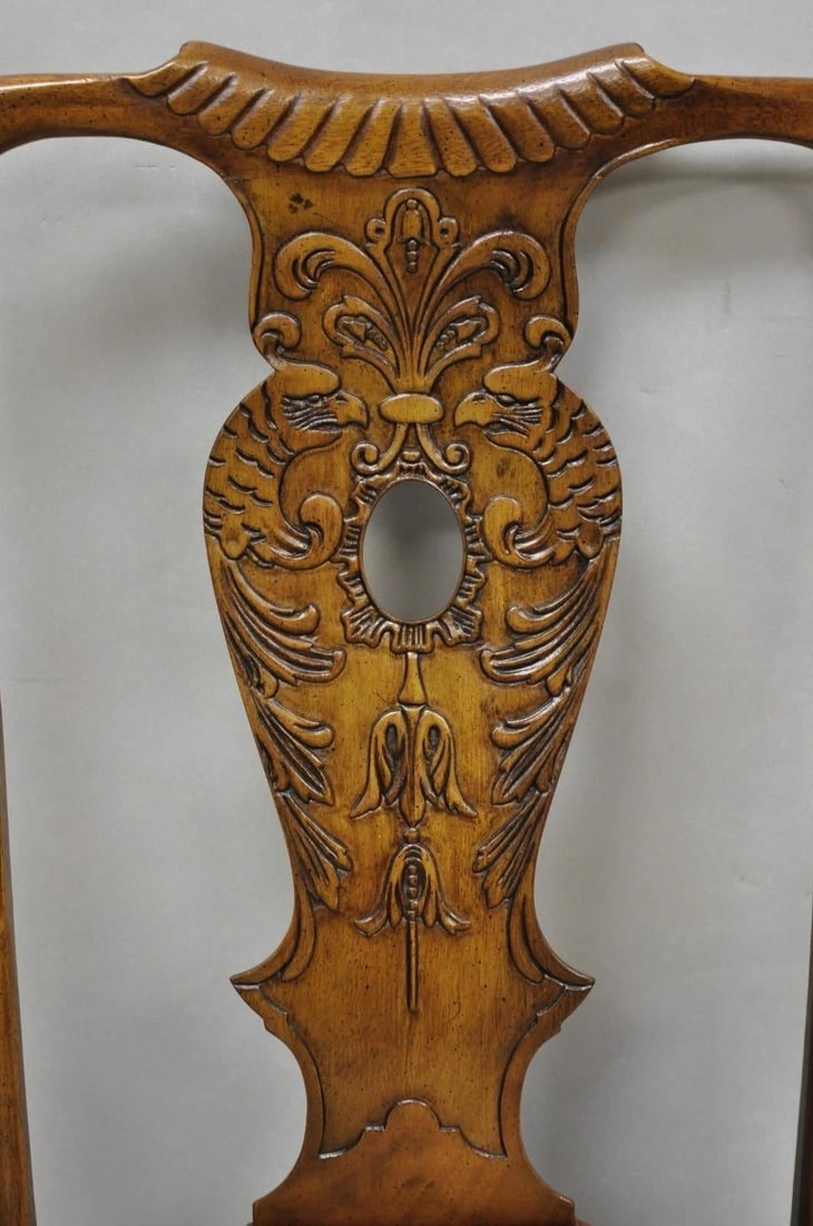 Late 20th Century Henredon Aston Court Chinoiserie Georgian Mahogany Dining Arm Chairs - A Pair - 3