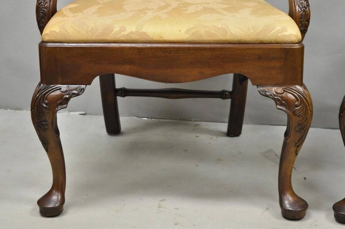 Late 20th Century Henredon Aston Court Chinoiserie Georgian Mahogany Dining Arm Chairs - A Pair - 5