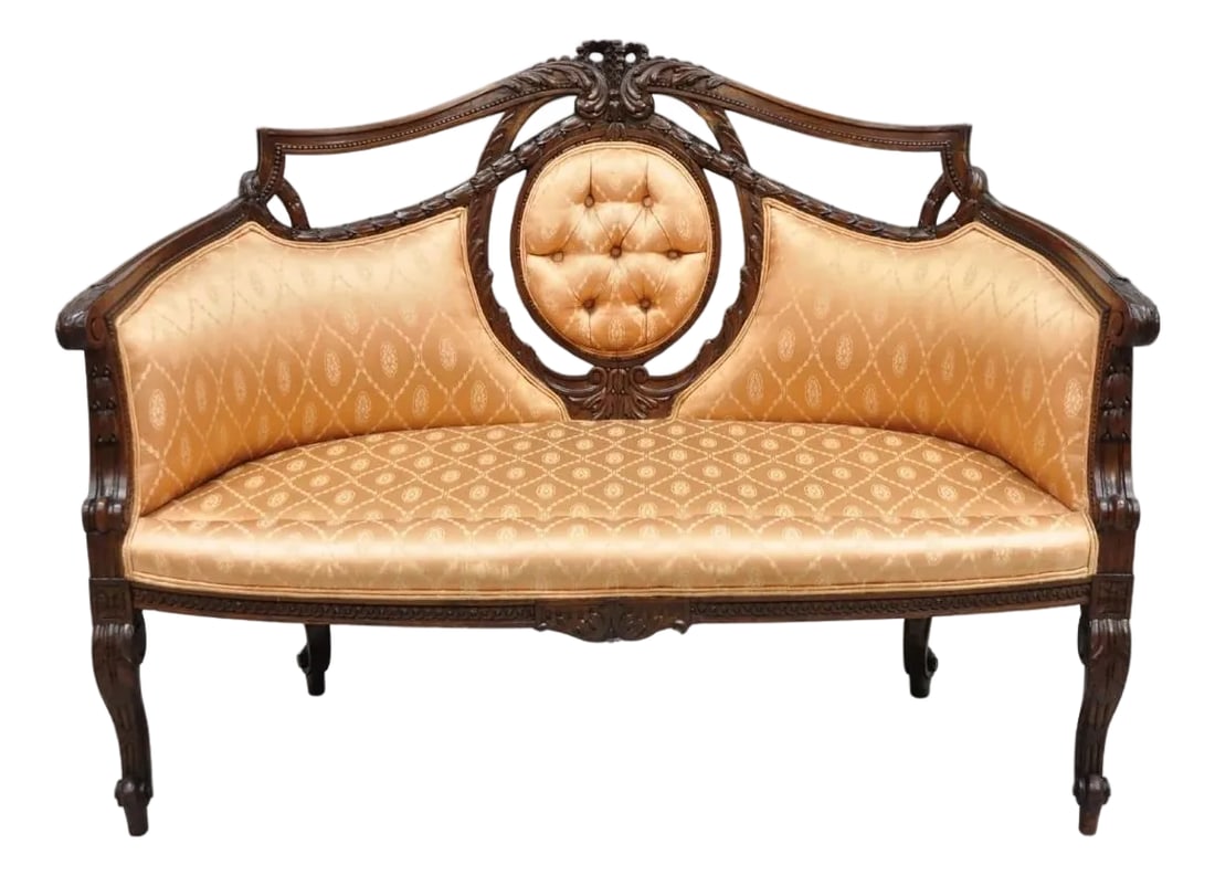 Antique French Victorian Louis XV Style Open Carved Walnut Loveseat Settee Sofa (1 of 17)
