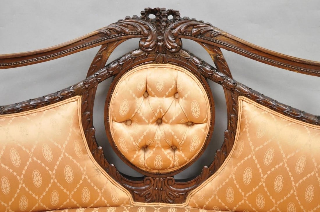 Antique French Victorian Louis XV Style Open Carved Walnut Loveseat Settee Sofa - 2