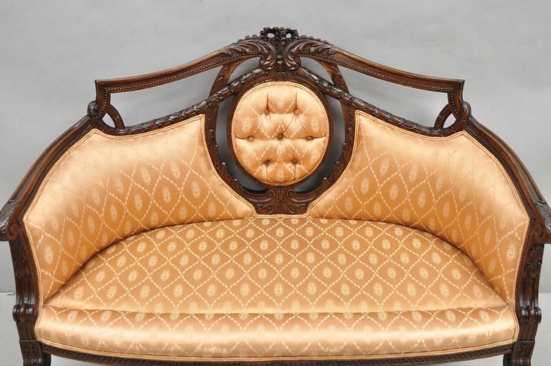 Antique French Victorian Louis XV Style Open Carved Walnut Loveseat Settee Sofa - 5