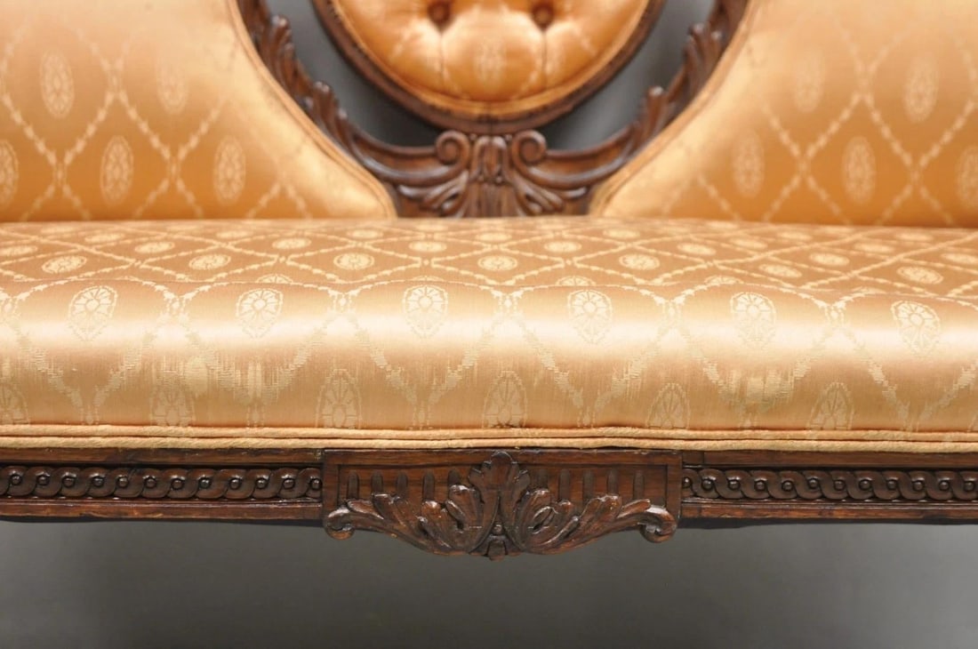 Antique French Victorian Louis XV Style Open Carved Walnut Loveseat Settee Sofa - 9