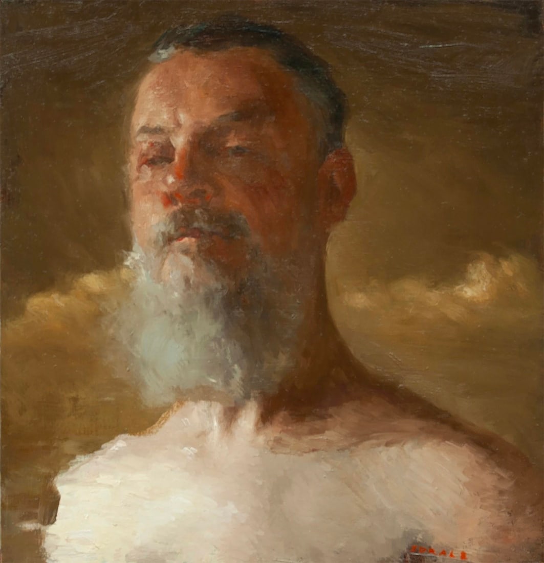 Thad by Zack Zdrale | Oil on panel Portrait of a man with a beard against a neutral background. - 2