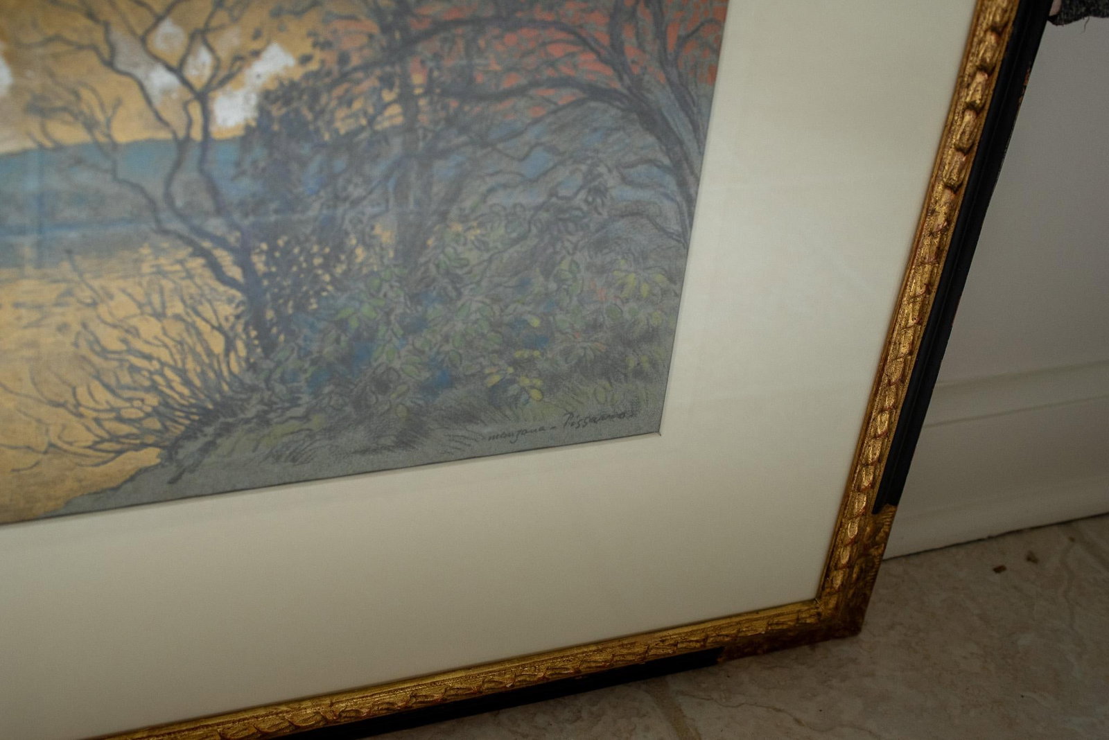 Mid 20th Century George Manzana Pissarro - Riverbank, Mixed Media - 3