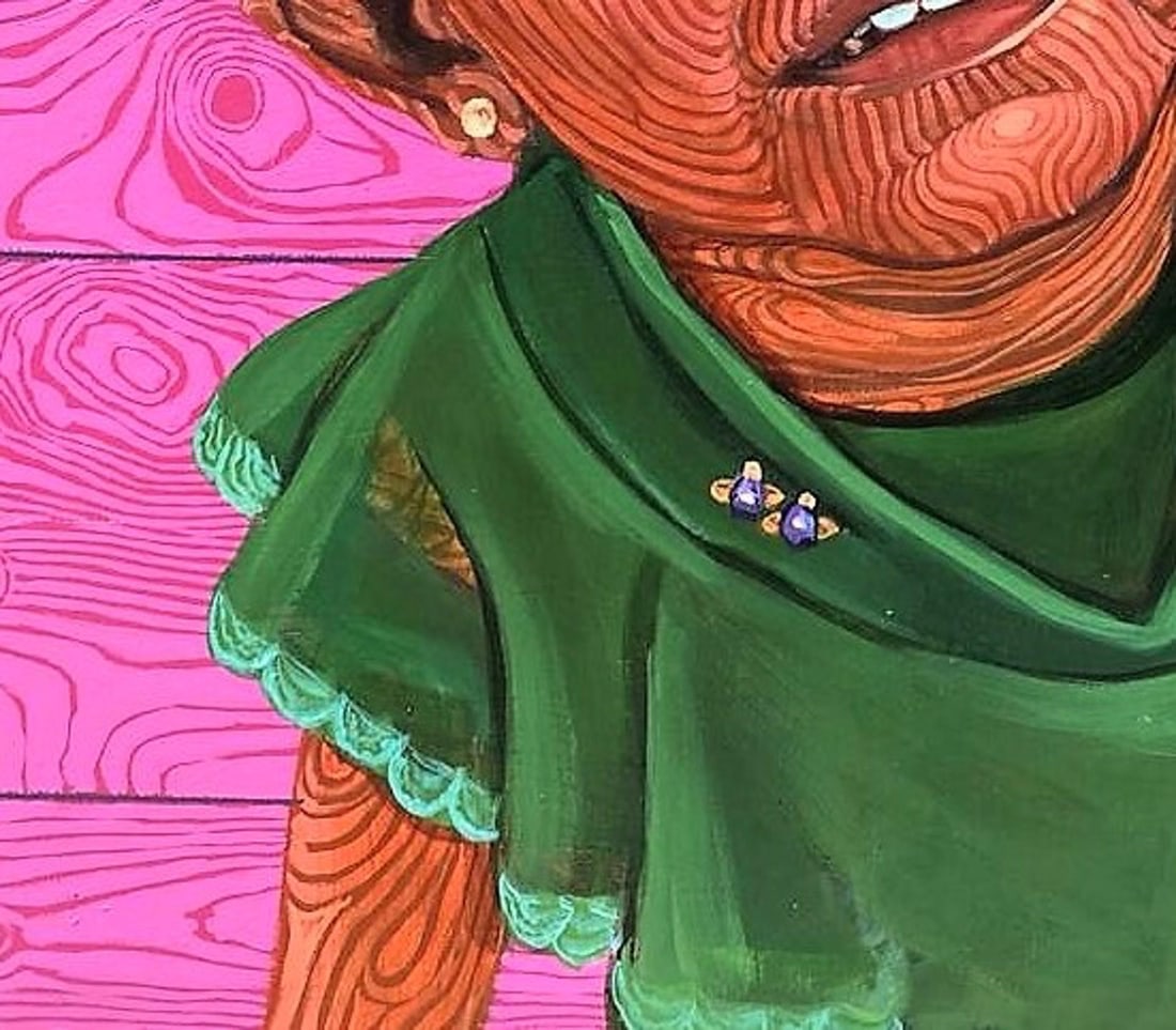 The Girl and the Bamboo 1 by Joseph Idowu | Acrylic on canvas Portrait of a girl with bamboo. - 3