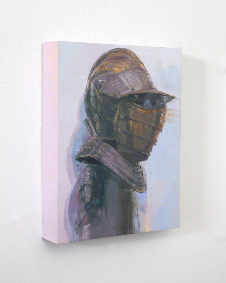 Short-Sighted by Elena Burykina | Oil on panel Portrait of a figure in a helmet and armor. - 3