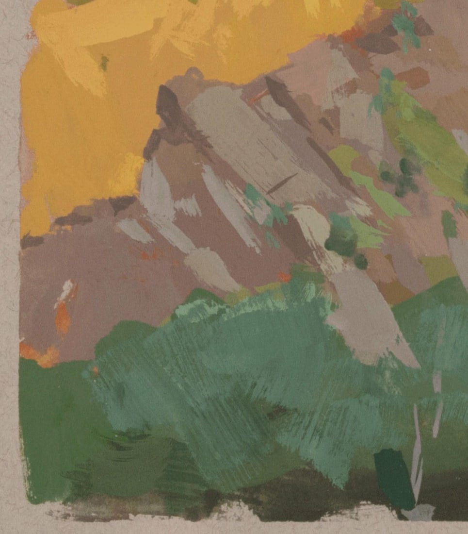 To the Brim by Judd Mercer | Gouache On Paper Landscape of colorful hills and greenery. - 2