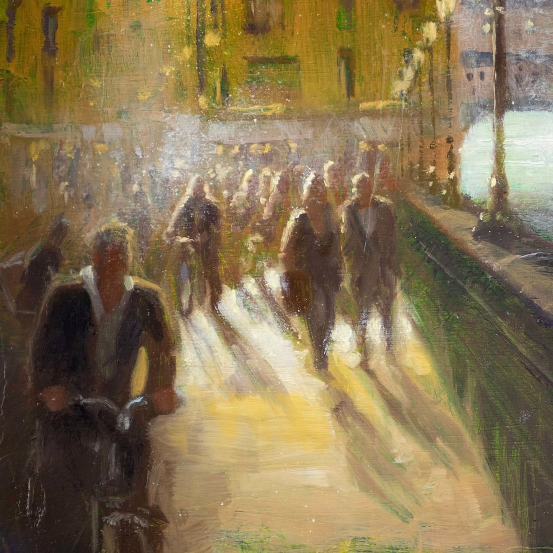 Florence Ponte Vecchio by Christopher Clark | Oil and acrylic on wood panel cityscape with bridge - 4