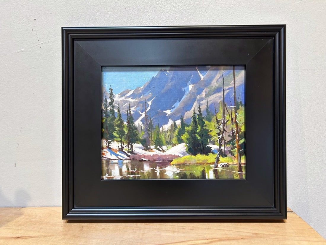Dream Lake by Judd Mercer | Oil Painting of a serene lake surrounded by mountains and trees - 2