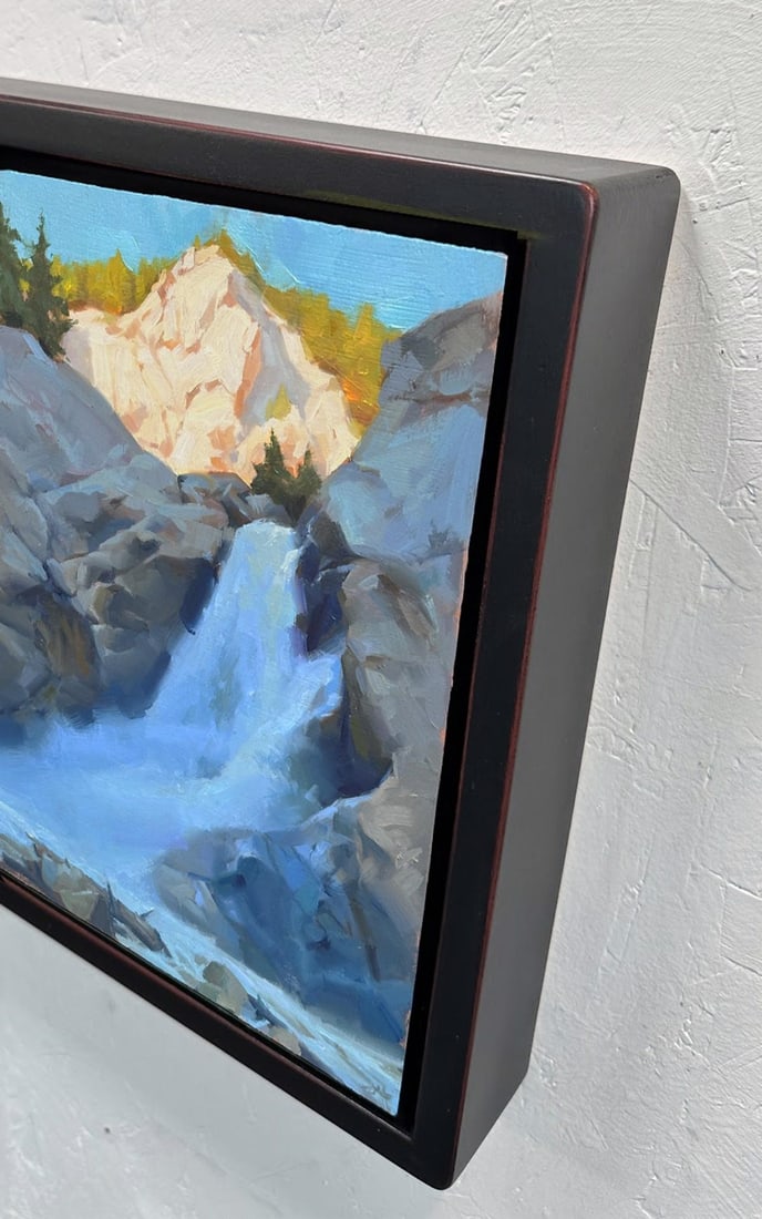 Emanation by Judd Mercer | Oil on Wood Panel Waterfall cascading over rocks with trees in background - 3