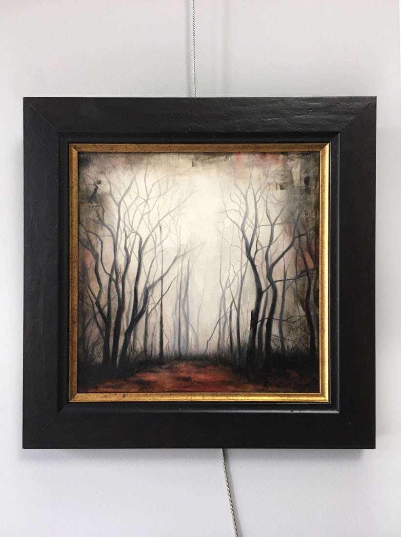 Caligo Vespera by Kierstin Young | Oil on aluminum panel Foggy forest with bare trees - 2
