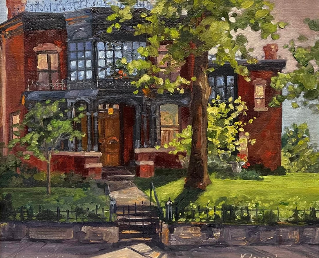 Byers Evans House by Kathleen Lanzoni | Oil on panel painting of a historic red brick house (1 of 3)