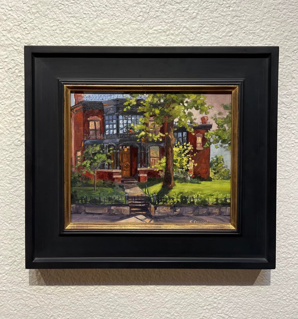 Byers Evans House by Kathleen Lanzoni | Oil on panel painting of a historic red brick house - 2