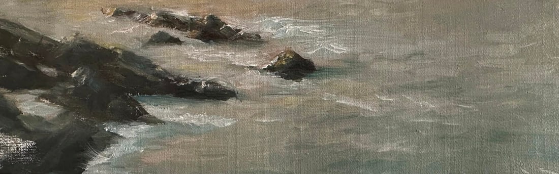 Golden Coast by Barbara Hack | Oil on Canvas Seascape with rocks and waves (1 of 2)
