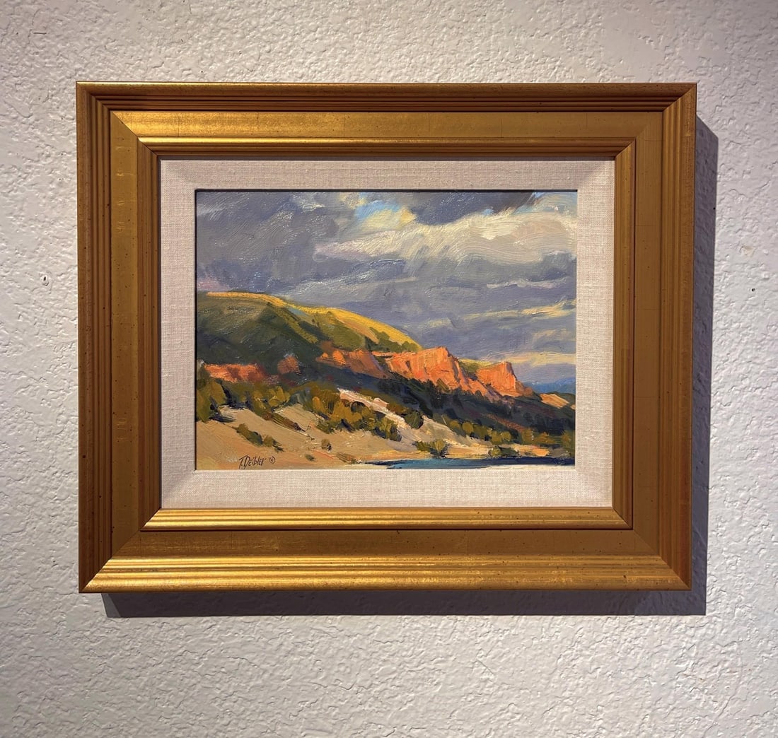 Red Cliffs by Tim Deibler | Oil Painting of red cliffs under a cloudy sky - 2