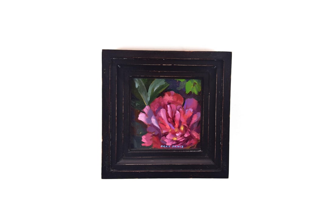 June Bloom by Brad Davis | Oil Painting of vibrant red and purple flowers - 2
