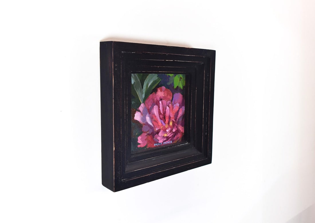June Bloom by Brad Davis | Oil Painting of vibrant red and purple flowers - 3