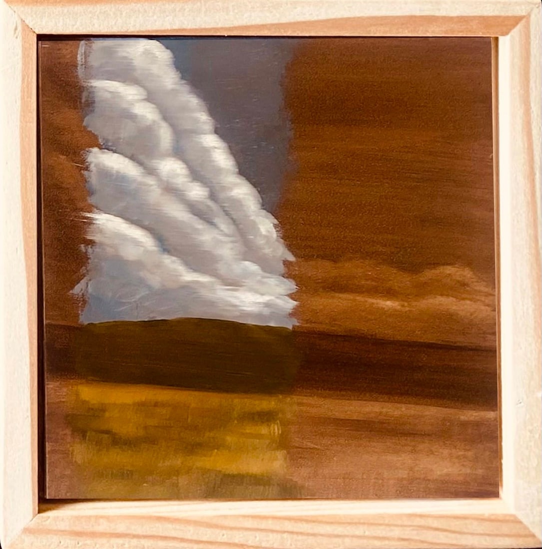 Thunder Rolls by Alexandra Hansen | Oil on canvas Landscape with clouds and brown hues - 2