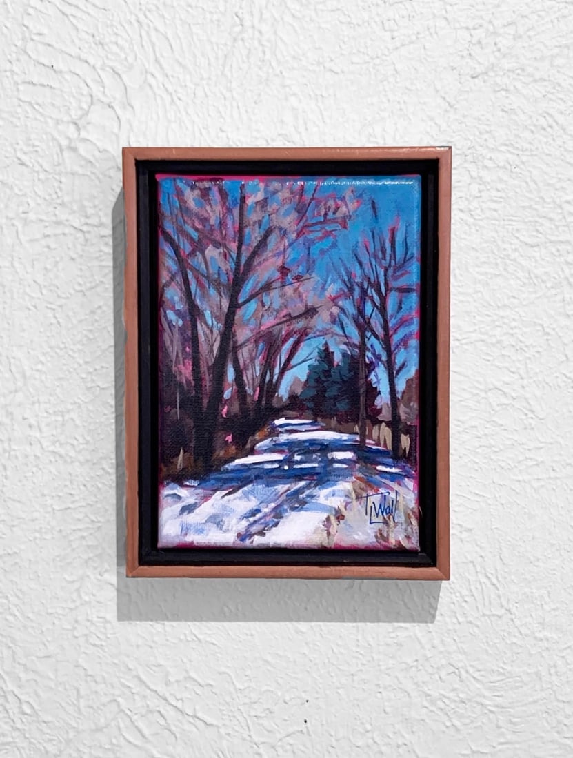 Snow on HLC, Study #2 (mile-marker 20) by Tracy Wall | Mixed Media on Canvas winter landscape with t - 2