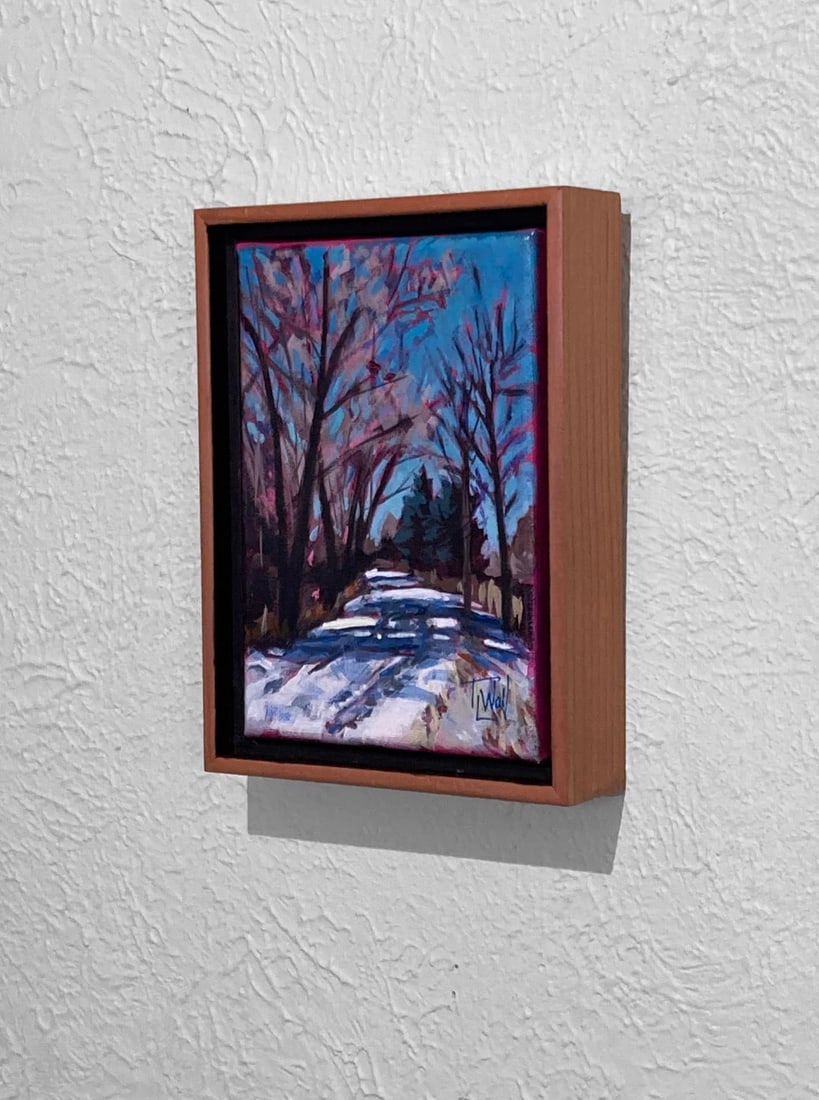 Snow on HLC, Study #2 (mile-marker 20) by Tracy Wall | Mixed Media on Canvas winter landscape with t - 3