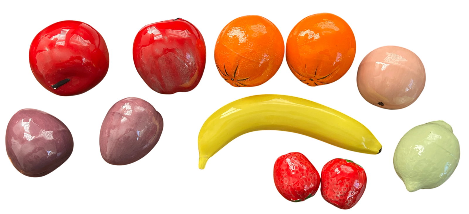Set of 11 Vintage Italian Life-Size Ceramic Fruits - Hand-Painted Trompe L'Oeil Collection, Apples, - 2