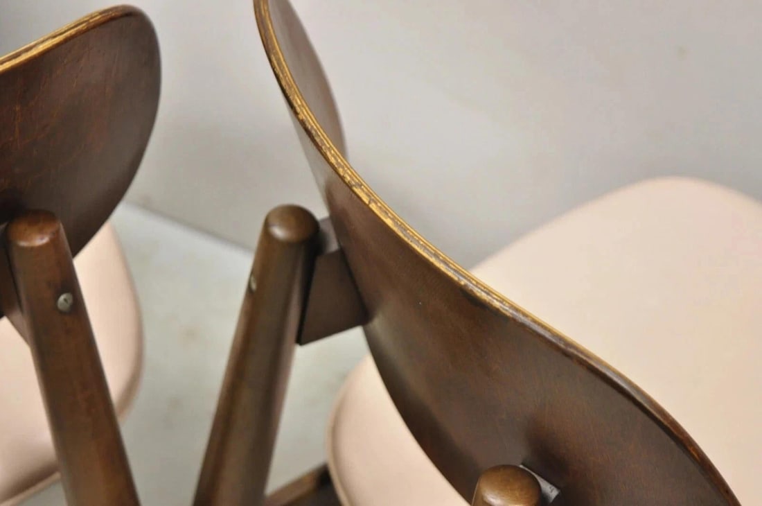 Vintage Thonet Mid Century Modern Bentwood Walnut Dining Chairs - Set of 4 - 11