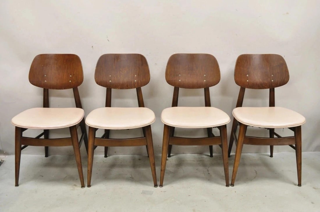 Vintage Thonet Mid Century Modern Bentwood Walnut Dining Chairs - Set of 4 - 2
