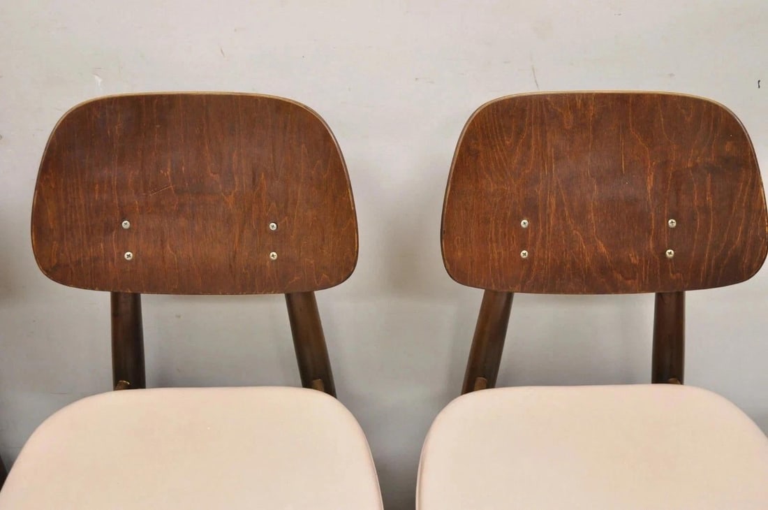 Vintage Thonet Mid Century Modern Bentwood Walnut Dining Chairs - Set of 4 - 4