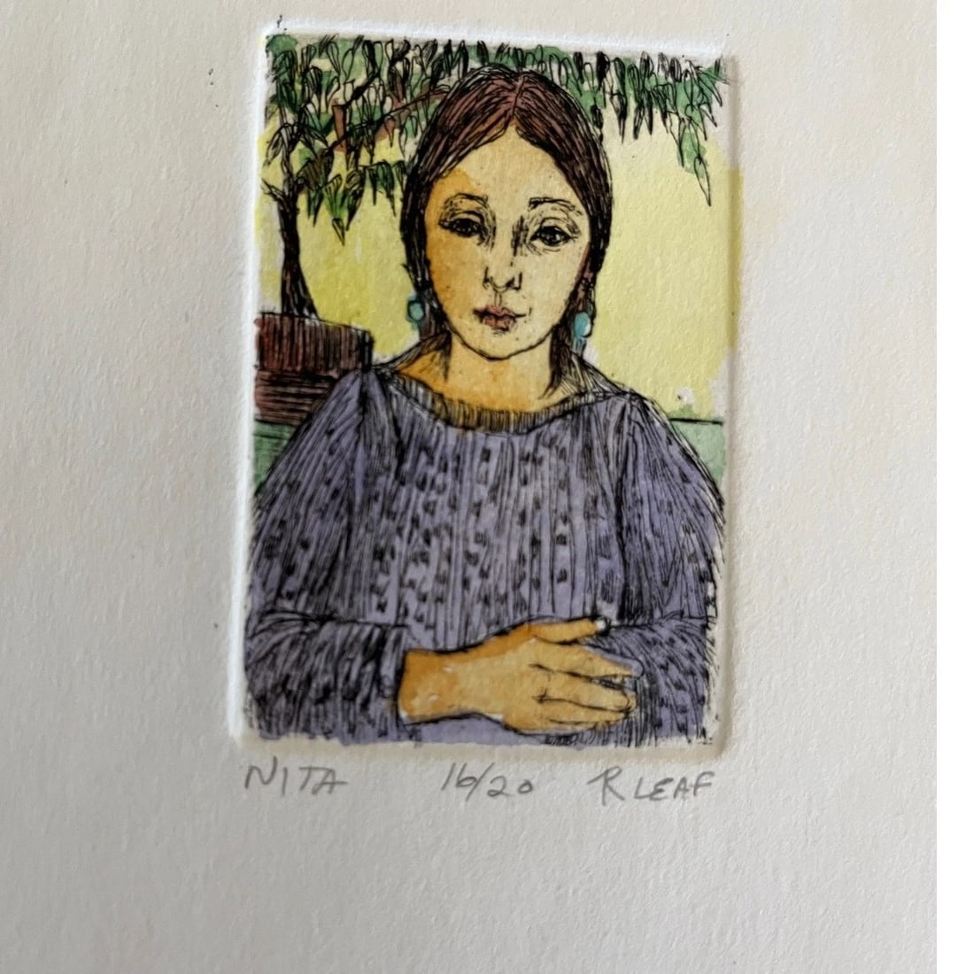 Late 20th Century Ruth Leaf Signed Limited Edition Etching "Nita" 5/20 - 9.5" x 8" - 2
