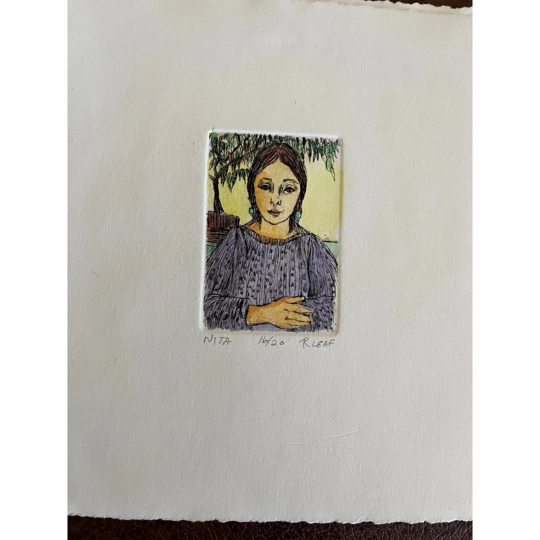 Late 20th Century Ruth Leaf Signed Limited Edition Etching "Nita" 5/20 - 9.5" x 8" - 3