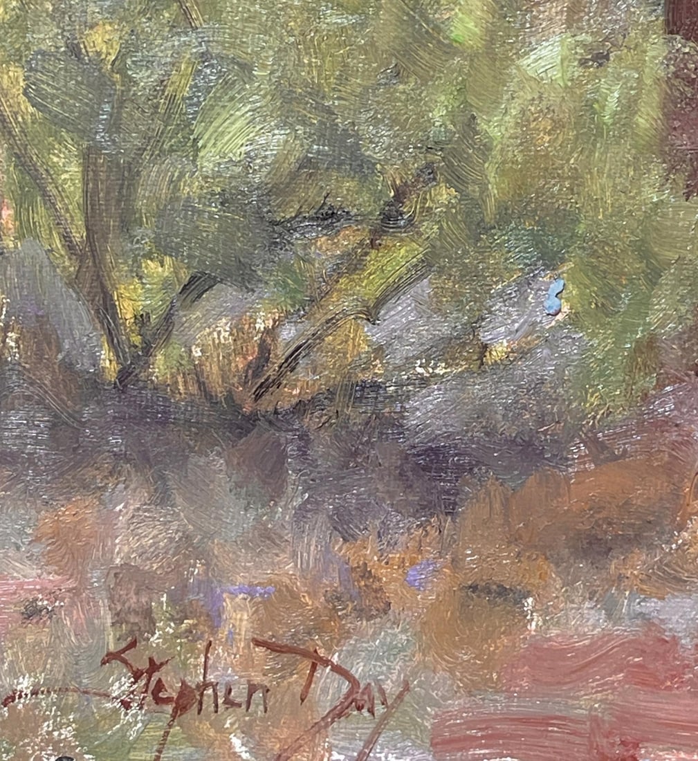 Adobe Ruin - New Mexico by Stephen Day | Oil Painting of a weathered adobe structure in a desert lan - 3