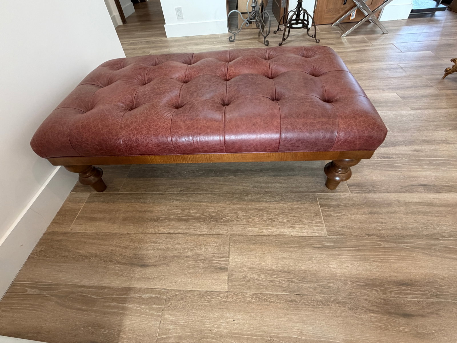 Late 20th Century Tufted Leather Bench Ottoman - 5