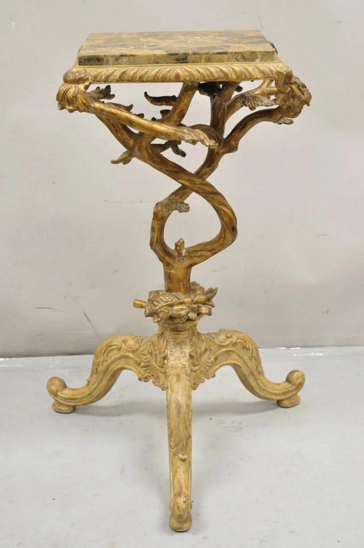 Late 20th Century Maitland Smith Italian Grotto Style Branch and Bird Figural Pedestal Side Table - 2