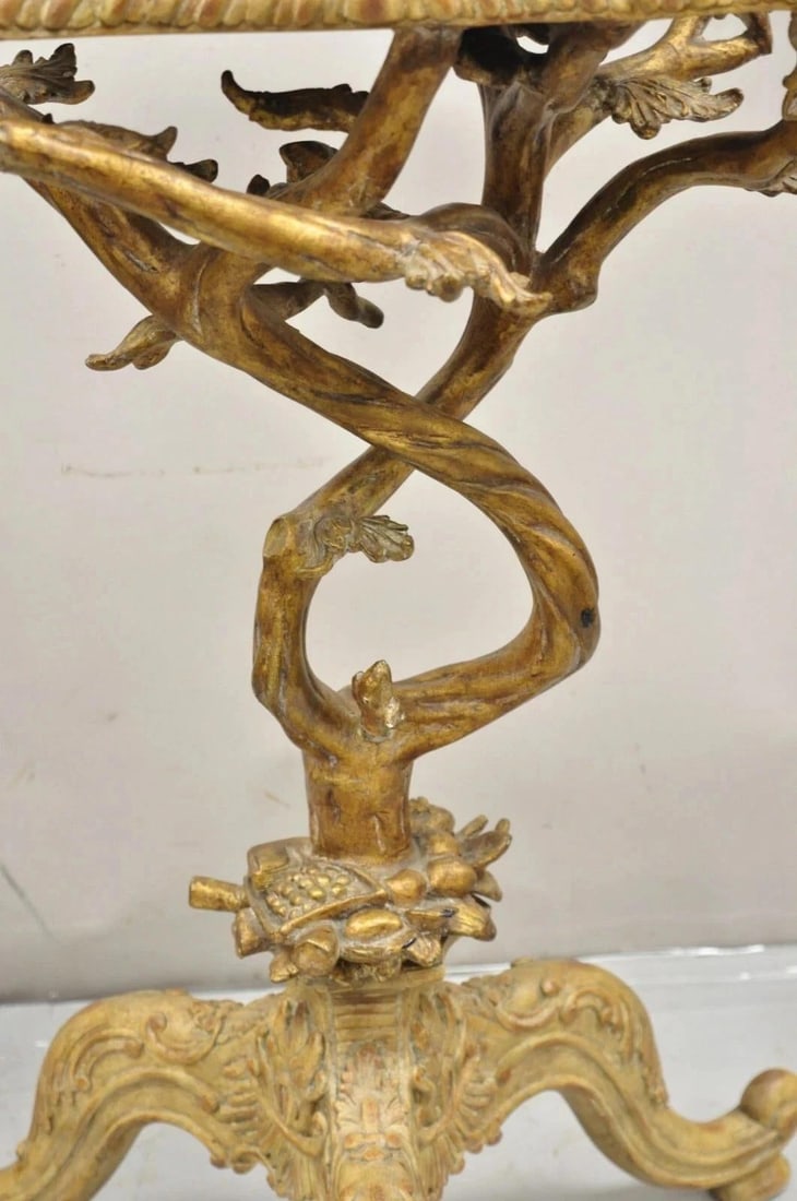Late 20th Century Maitland Smith Italian Grotto Style Branch and Bird Figural Pedestal Side Table - 4
