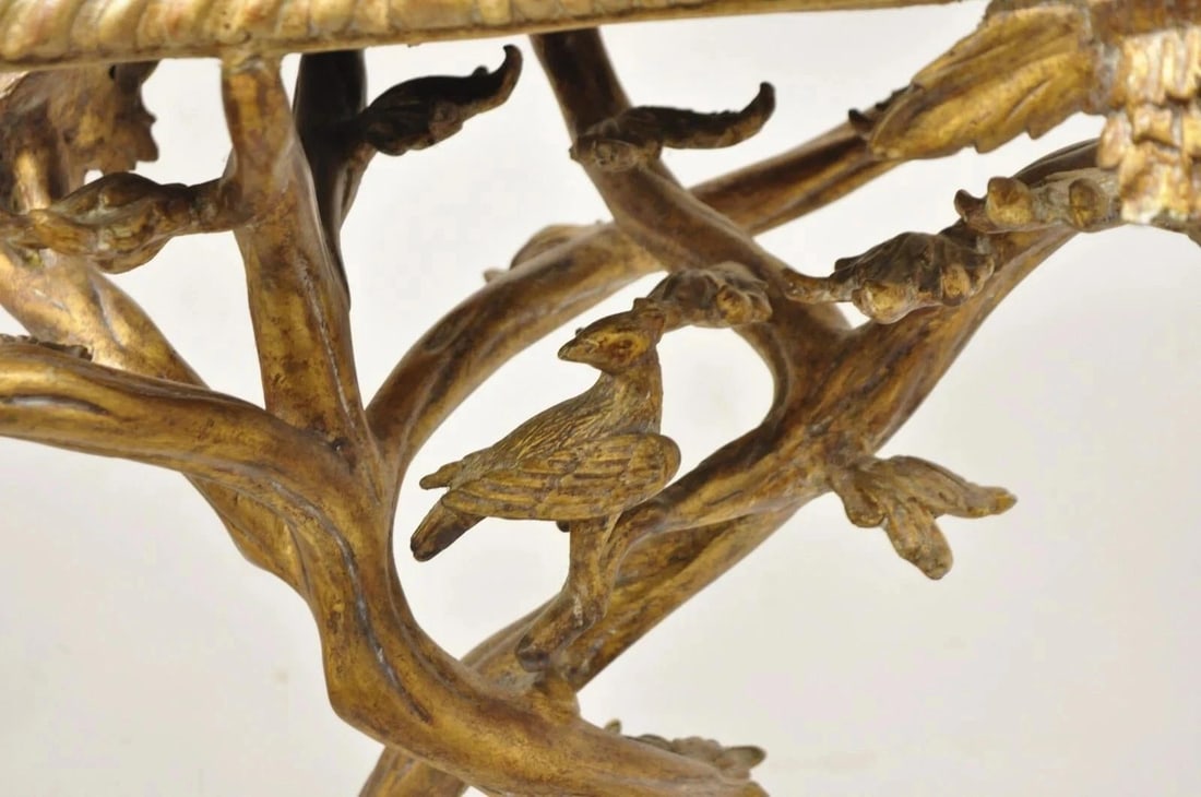 Late 20th Century Maitland Smith Italian Grotto Style Branch and Bird Figural Pedestal Side Table - 5
